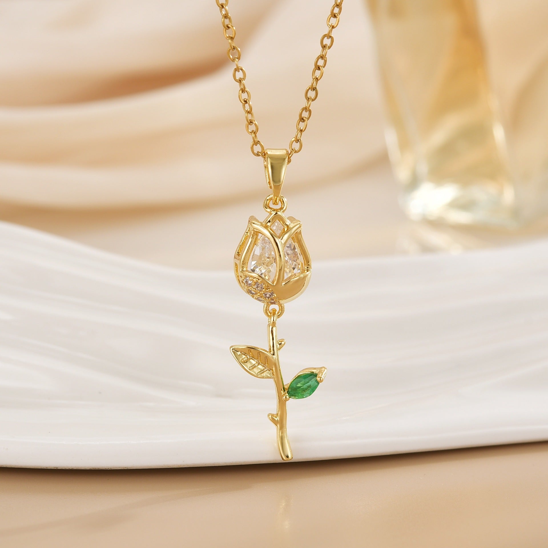 Tulip Flower Design Titanium Steel Necklace